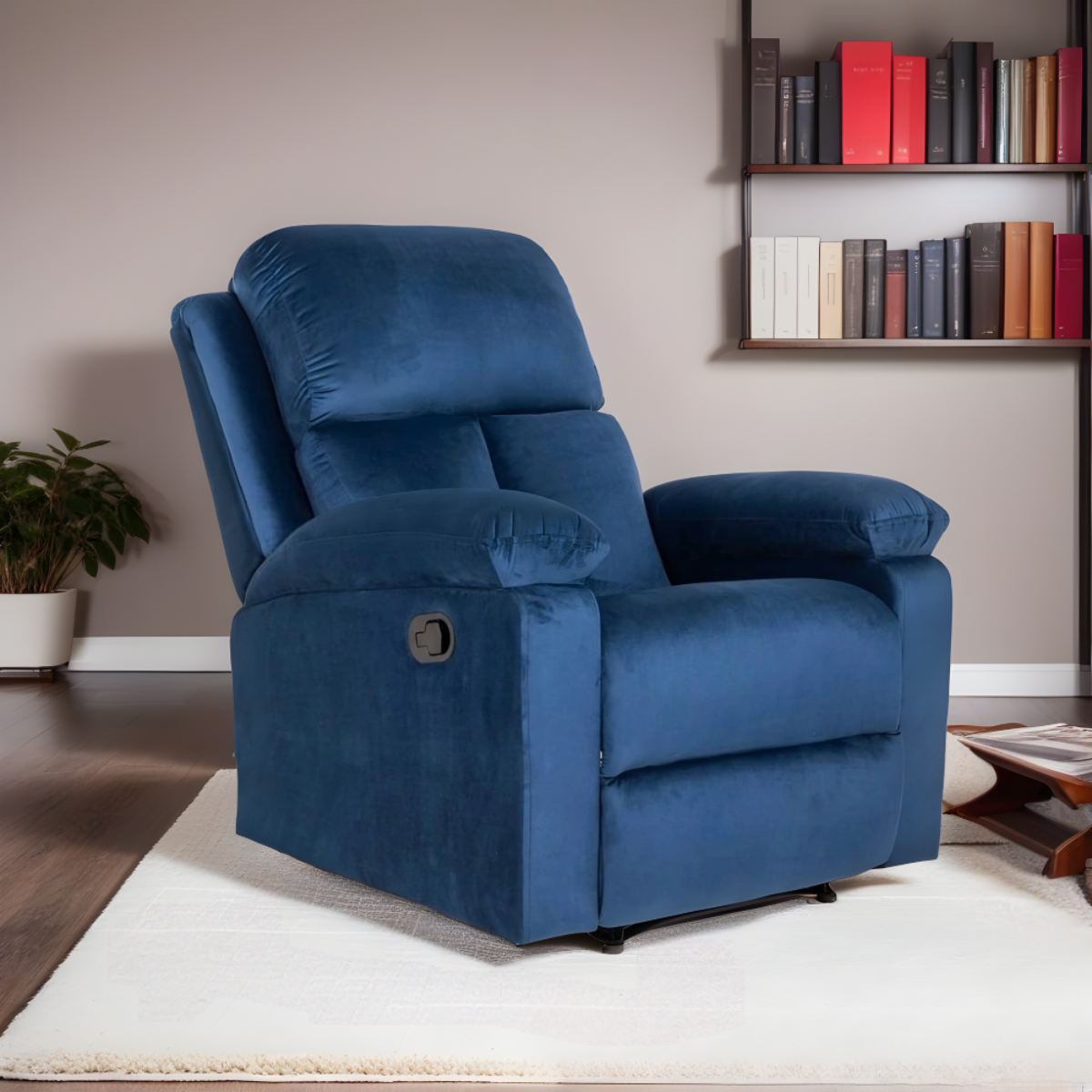 Eddy Manual Stain & Water Resistant Azure Blue Recliner